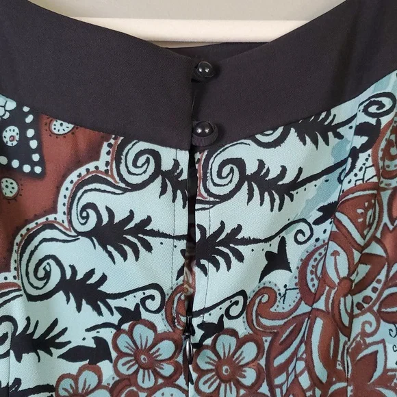 Dressbarn Grn & Brn Floral, Sleeveless Midi Dress. Size 14W - Picture 7 of 10